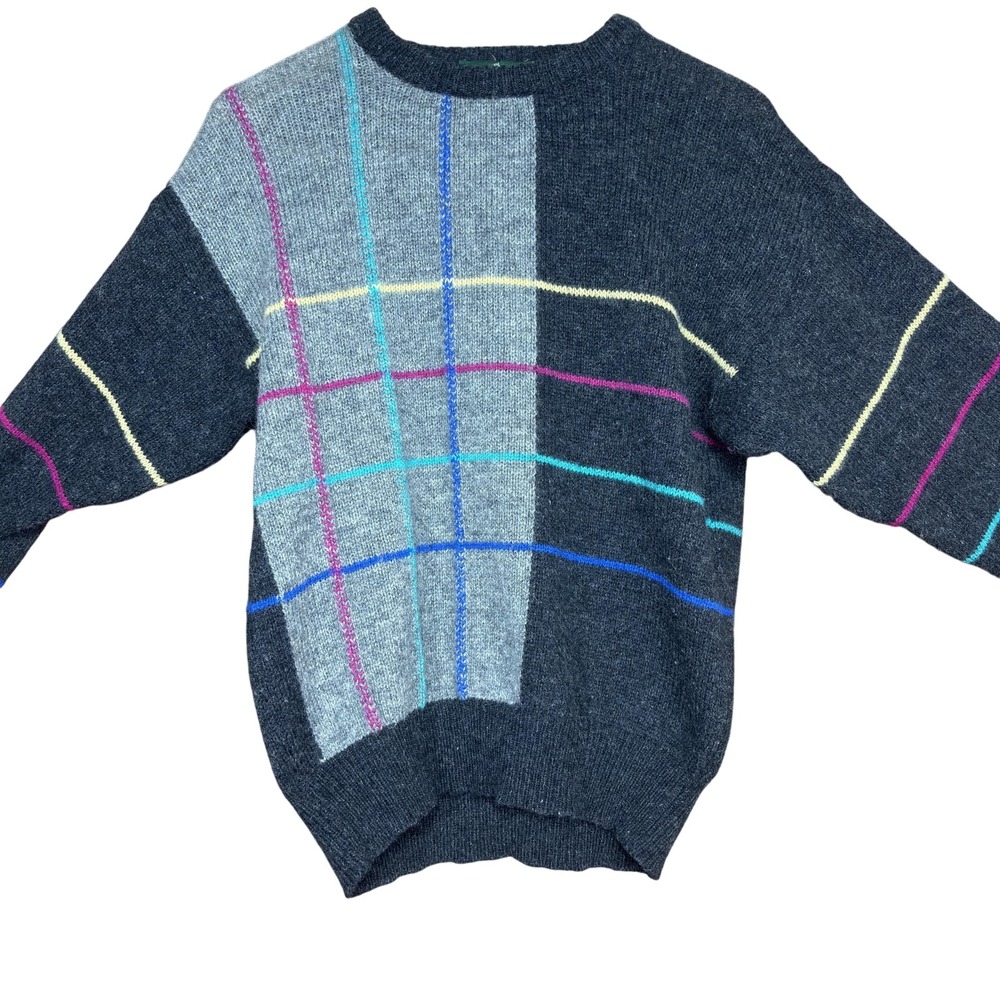 Hunt Club Sweater Men's Small Wool Acrylic Geometric Made Italy 90's